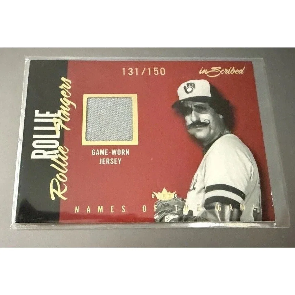 2004 Fleer Inscribed Rollie Fingers game Worn Jersey /150 Gold Foil